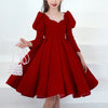 Burgundy Princess Flower Girl Dress: V-Neck Lantern Sleeves