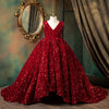 Burgundy Sequin Flower Girl Dress: V-Neck Sleeveless