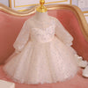 Champagne Princess Flower Girl Dress with Lace and Sequins