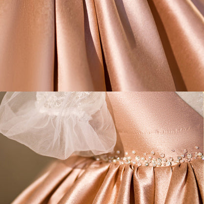 Champagne Princess Flower Girl Dress with Ruffles