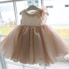 Champagne Princess Flower Girl Dress with Sequins and Bow