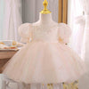 Champagne Princess Tulle Flower Girl Dress with Sequins