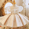 Champagne Satin Princess Dress with Bow for Girls