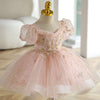 فستان الأميرة الوردي الساحر للفتيات الصغيرات مع الترتر والدانتيل