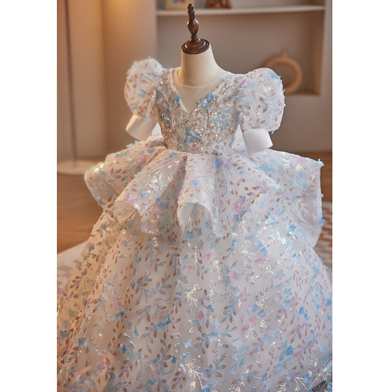 Children's White Sequin Ball Gown – Flower Girl & Special Occasion Dress