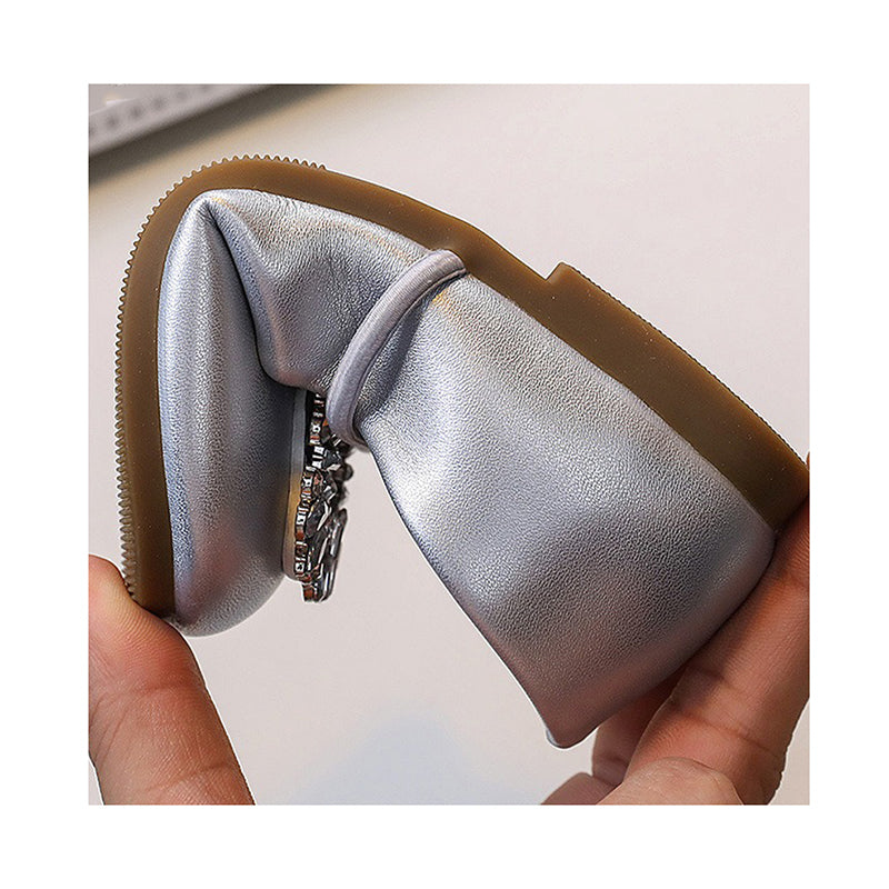 Closed-Toe Rhinestone Flower Girl & Party Shoes – Girls' PU Leather Dress Shoes