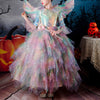 Colorful Sequin A-Line Flower Girl Dress Long Bell Sleeve Floor