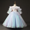 Colorful Sequin Tulle A-Line Flower Girl Dress Long Puff