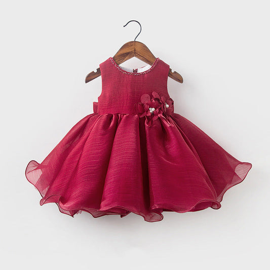 Deep Pink Flower Girl Ball Gown – Sleeveless Party & Ceremony Dress for Girls