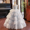 Dusty Blue A-Line Flower Girl Dress - Lace & Sequins