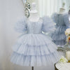 Dusty Blue Sequin Tulle Princess Dress - Special Occasions