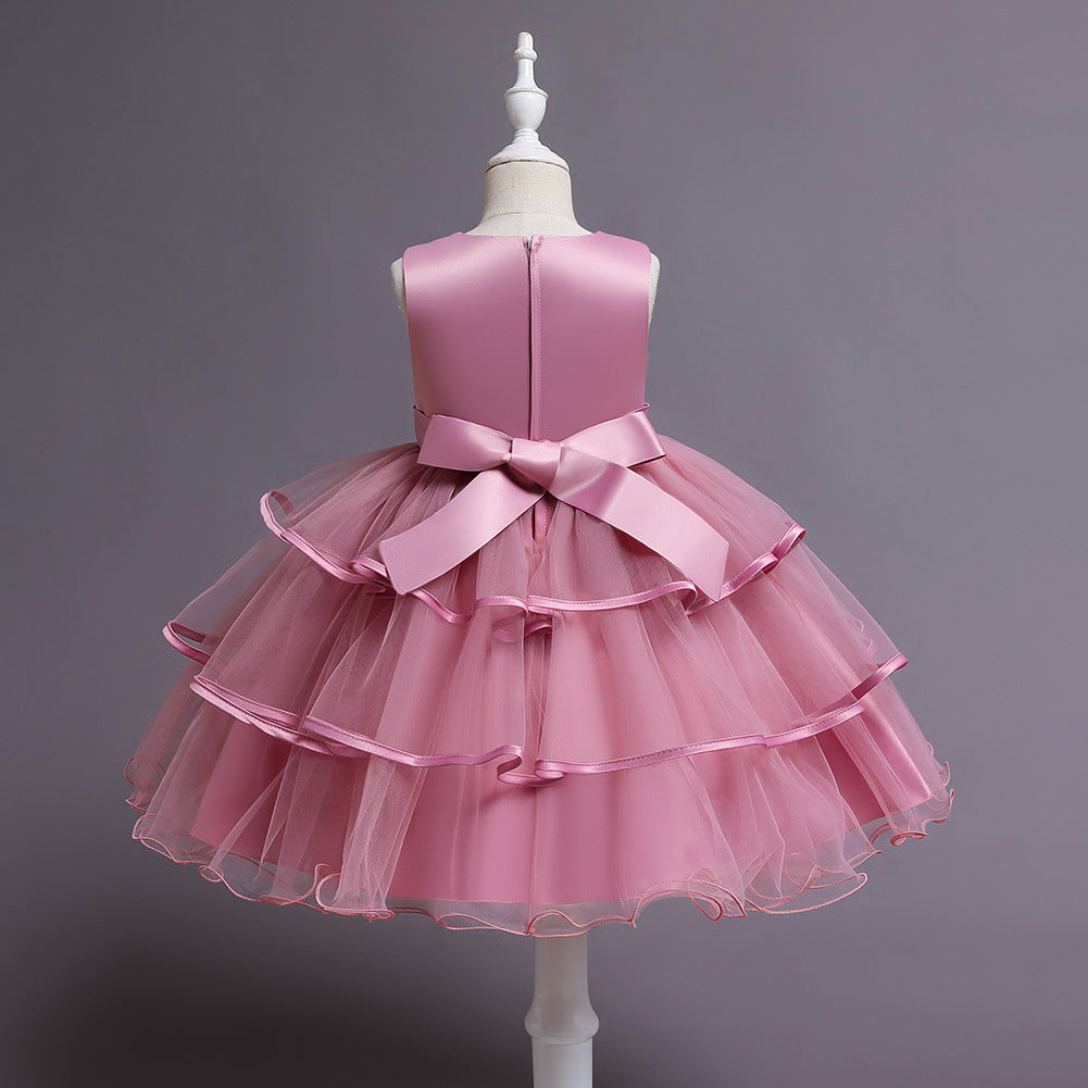 Dusty Rose Princess Tea-Length Flower Girl Dress