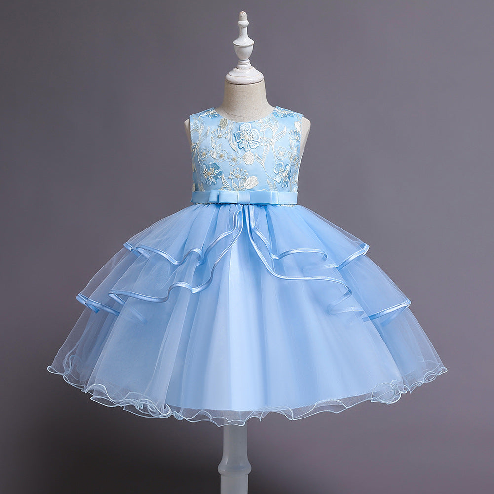 Dusty Rose Princess Tea-Length Flower Girl Dress