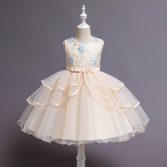 Dusty Rose Princess Tea-Length Flower Girl Dress