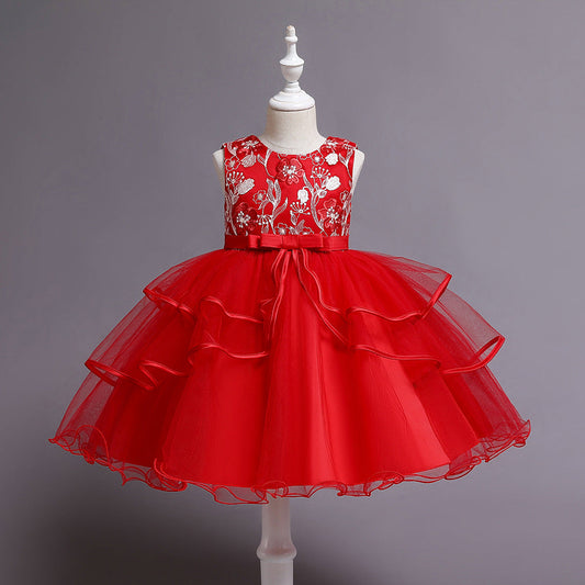 Dusty Rose Princess Tea-Length Flower Girl Dress