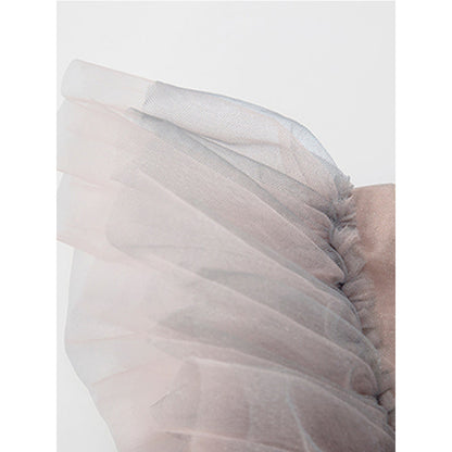 Dusty Rose Satin Tulle A-Line Tea Length Flower Girl Dress