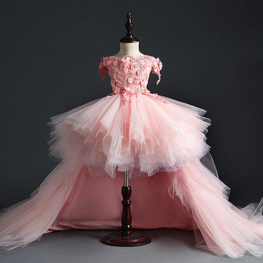 Elegant A-line Floor-Length Off-Shoulder Flower Girl Dress