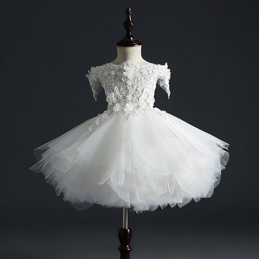 Elegant A-line Floor-Length Off-Shoulder Flower Girl Dress