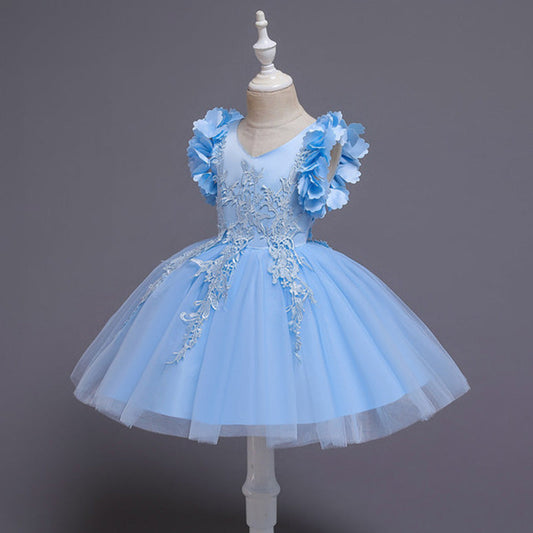 Elegant A-Line Knee-Length Lace Flower Girl Dress with V-Neck