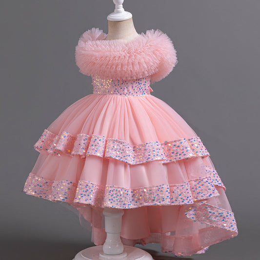 Elegant A-Line Princess Flower Girl Dress – Chiffon & Sequins