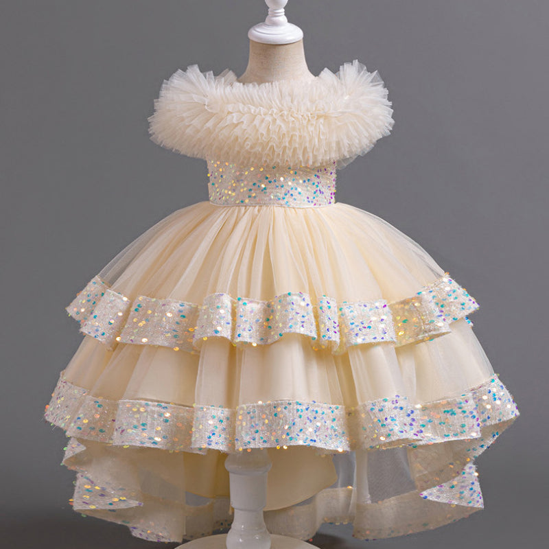 Elegant A-Line Princess Flower Girl Dress Chiffon & Sequins | Champagne / 3-4 Years (110cm) | Mia Princess Elegant A-Line Princess Flower Girl Dress Chiffon & Sequins | Champagne / 3-4 Years (110cm) | Mia Princess