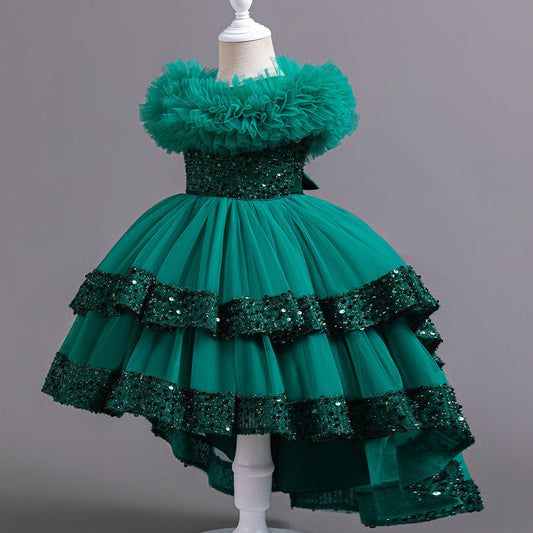 Elegant A-Line Princess Flower Girl Dress – Chiffon & Sequins