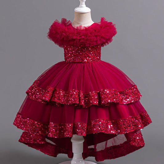 Elegant A-Line Princess Flower Girl Dress – Chiffon & Sequins