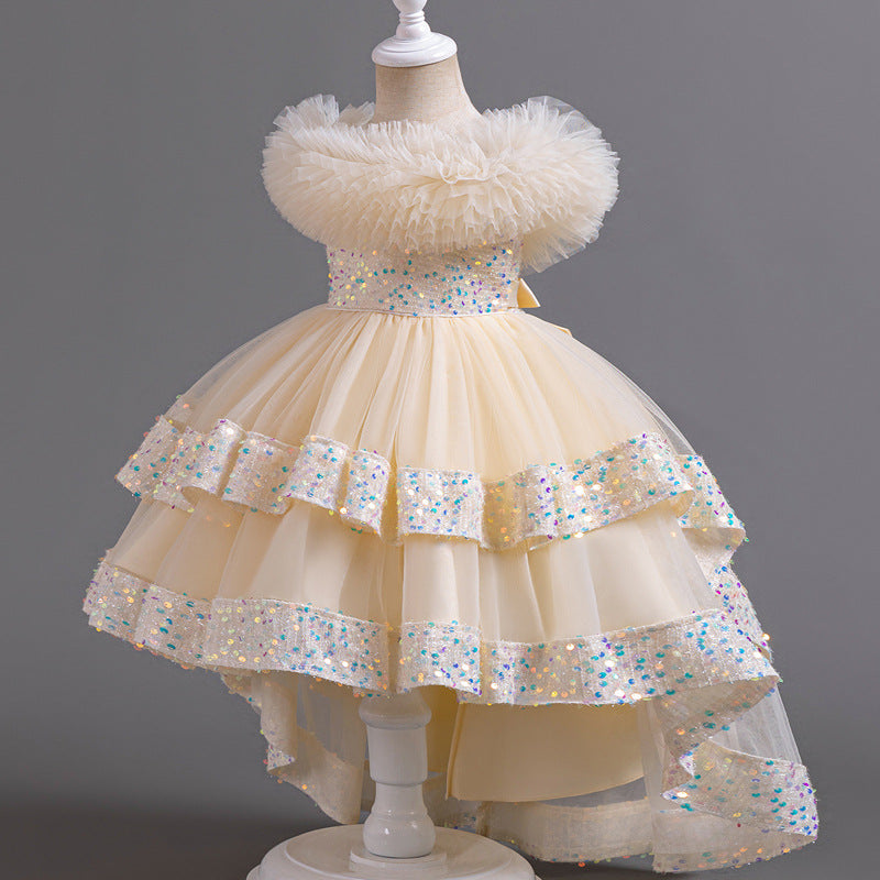 Elegant A-Line Princess Flower Girl Dress – Chiffon & Sequins