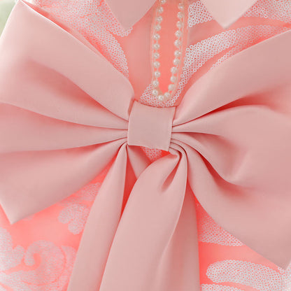 Elegant A-line Tea-Length Flower Girl Dress with Lace and Beads