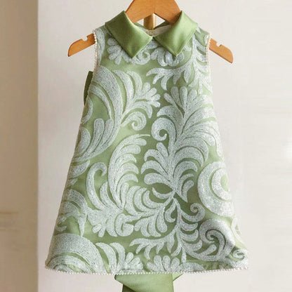 Elegant A-line Tea-Length Flower Girl Dress with Lace and Beads