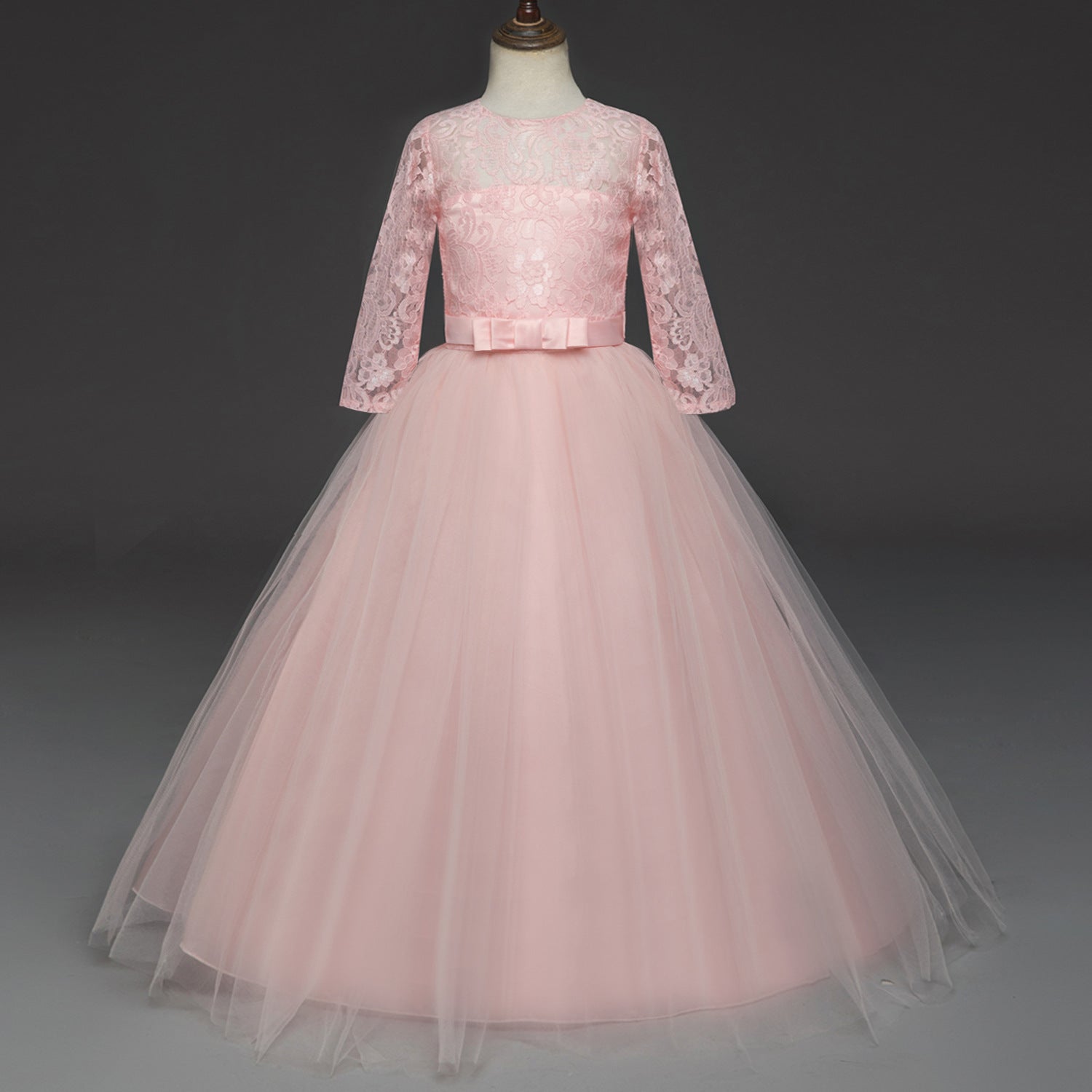 Elegant Lace & Tulle Floor-Length Flower Girl Dress