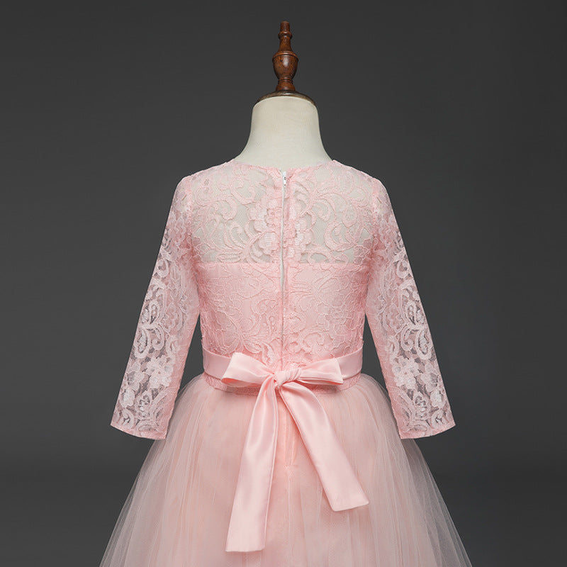 Elegant Lace & Tulle Floor-Length Flower Girl Dress