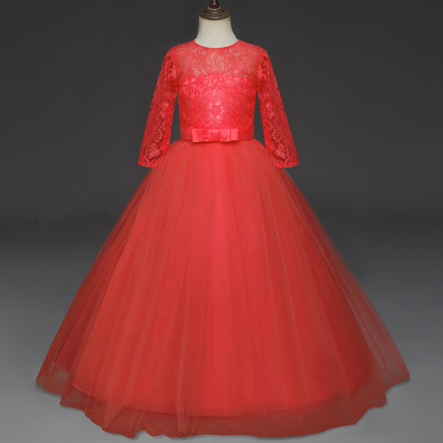 Elegant Lace & Tulle Floor-Length Flower Girl Dress