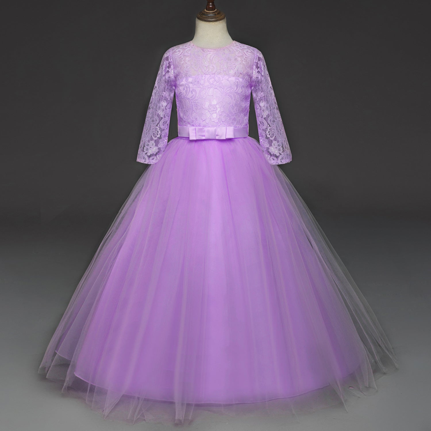 Elegant Lace & Tulle Floor-Length Flower Girl Dress