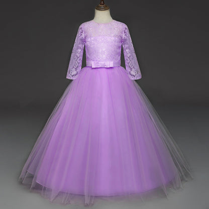 Elegant Lace & Tulle Floor-Length Flower Girl Dress