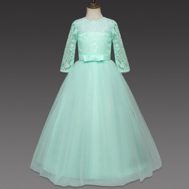 Elegant Lace & Tulle Floor-Length Flower Girl Dress