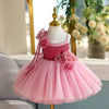 Elegant Pink Princess Tulle Flower Girl Dress – Knee-Length