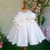 Elegant Satin Beaded Flower Girl Dress - Tea Length