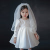 Elegant Satin Flower Girl Dress with Cascading Ruffles