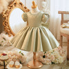 Elegant Satin Flower Girl Dress with Ruffles and Beading