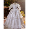 Elegant Satin Lace Flower Girl Dress with Lantern Sleeves
