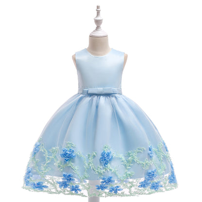 Elegant Satin Sleeveless Flower Girl Dress with Ruffles