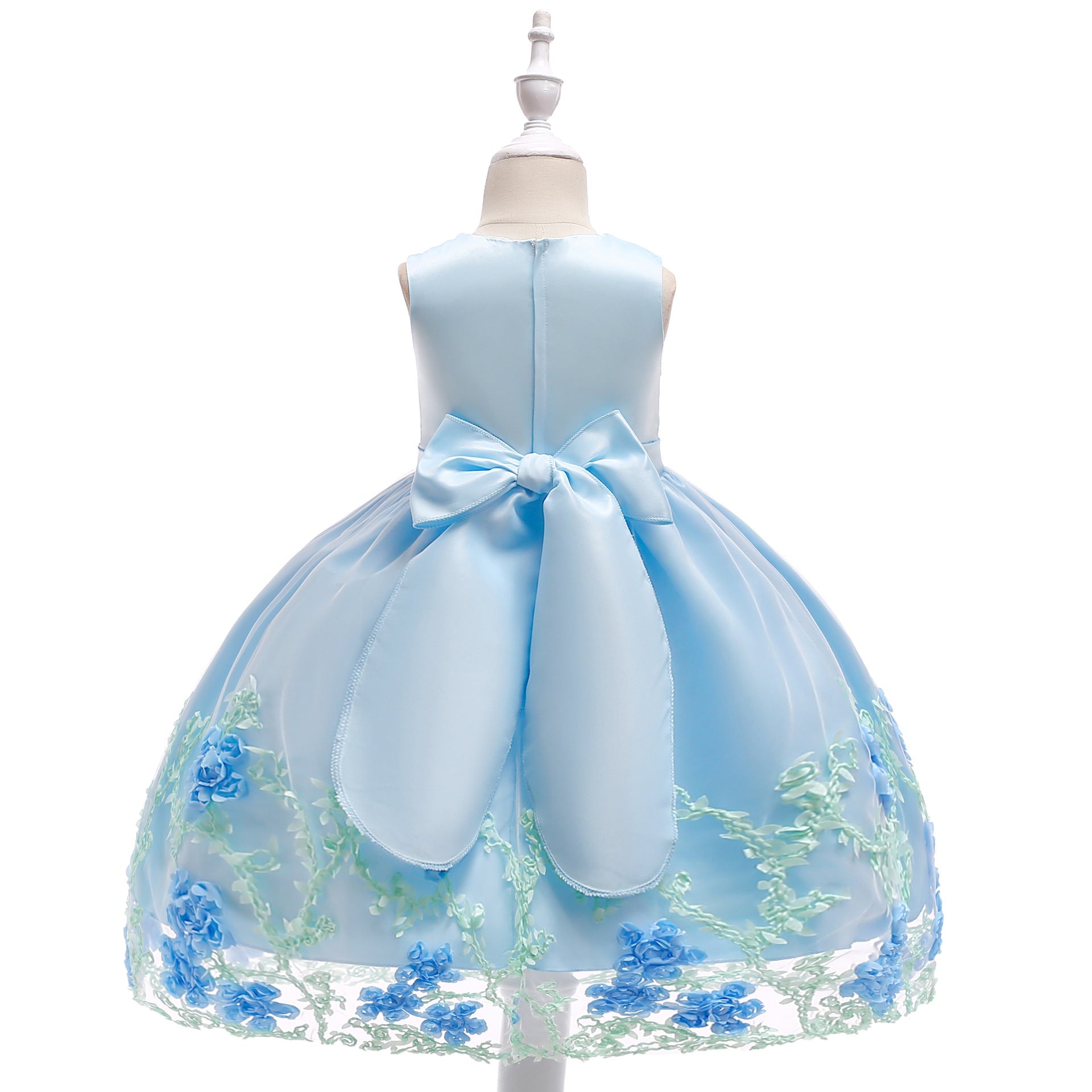 Elegant Satin Sleeveless Flower Girl Dress with Ruffles