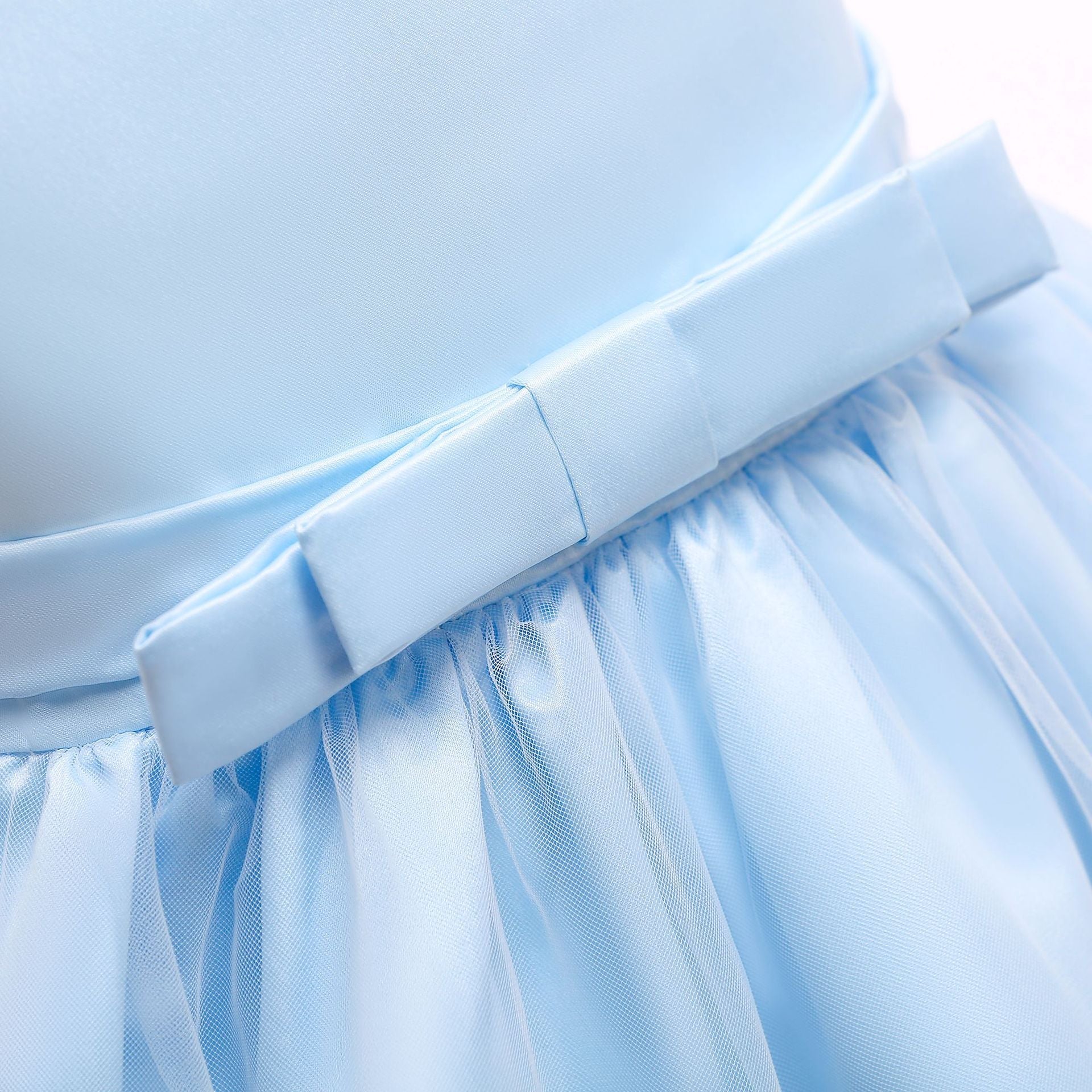 Elegant Satin Sleeveless Flower Girl Dress with Ruffles