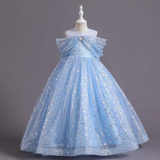 Floor-Length A-Line Flower Girl Dress with Sequins