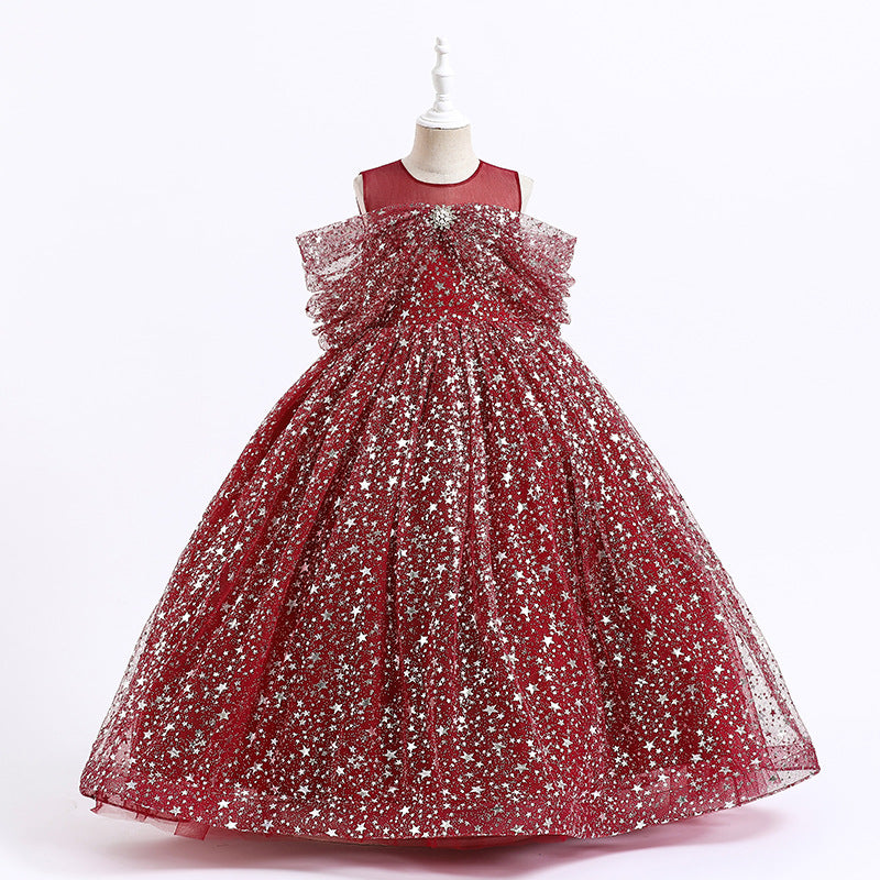 Floor-Length A-Line Flower Girl Dress with Sequins