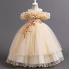 Floor-Length Princess Flower Girl Dress with Lace and Bow Back