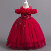 Floor-Length Princess Flower Girl Dress with Lace and Bow Back