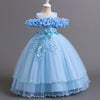 Floor-Length Princess Flower Girl Dress with Lace and Bow Back
