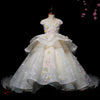 Floral Lace Organza A-Line Flower Girl Dress Cap Sleeve